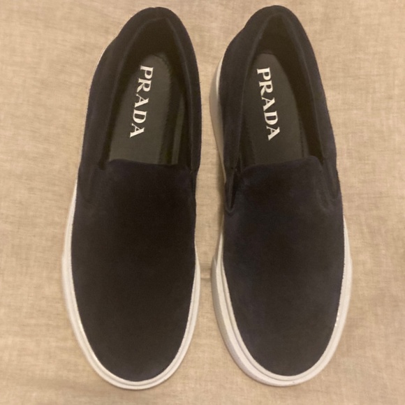 Prada Black Suede Slip-on Platform Sneaker - Picture 5 of 10